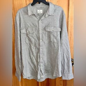 NWT Mutual Weave Stone Chambray Soft Button Down Shirt Men’s L Regular Untucked